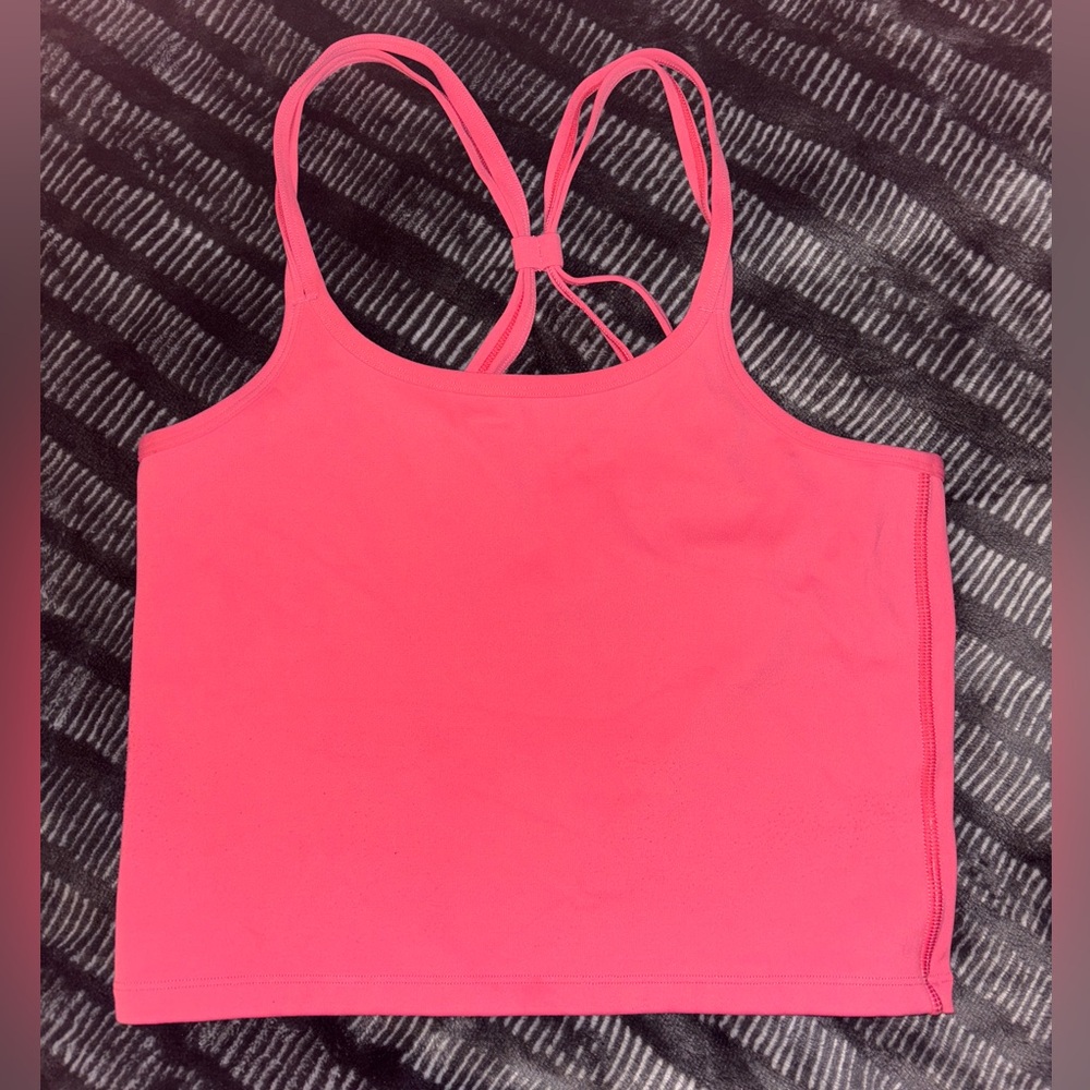 Hot pink, straps racer back athletic tank top.